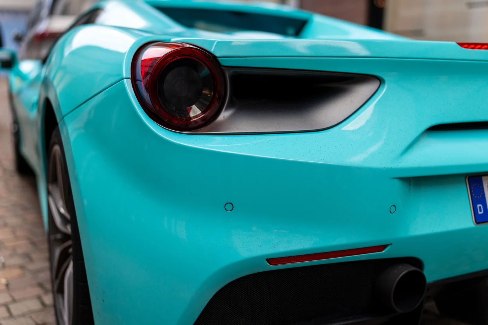 A sports car’s taillight up close